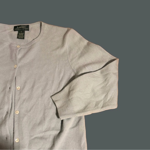 Ralph Lauren 100% Cashmere Light Blue Button Cardigan Small - Picture 3 of 5